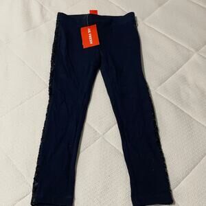Joe Fresh S 6 navy blue leggings four way stretch navy sequins on legs nwt